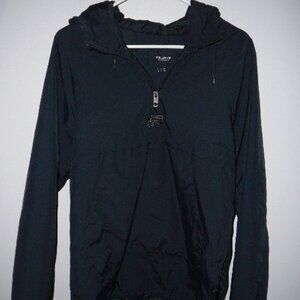 Pull & Bear Apparel Co Men's Navy Blue Hooded 1/4 Zip Long Sleeve Coat EU-S MX36